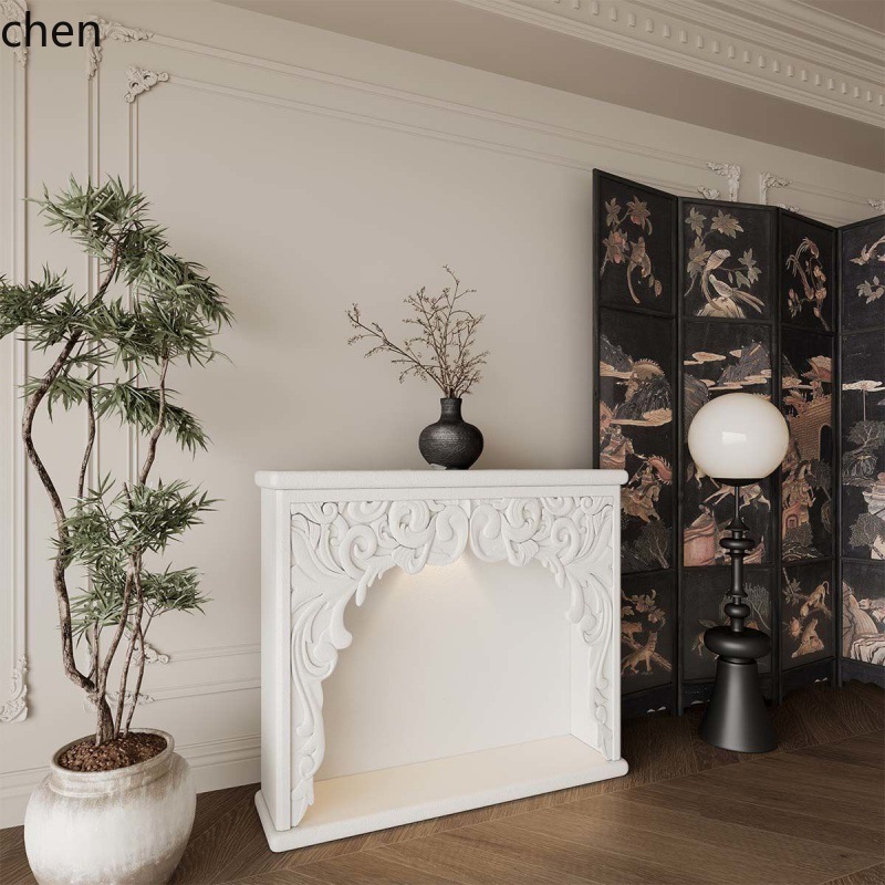 Photography Lighting Style - Gabinete Decorativo Tallado Estilo Crema para