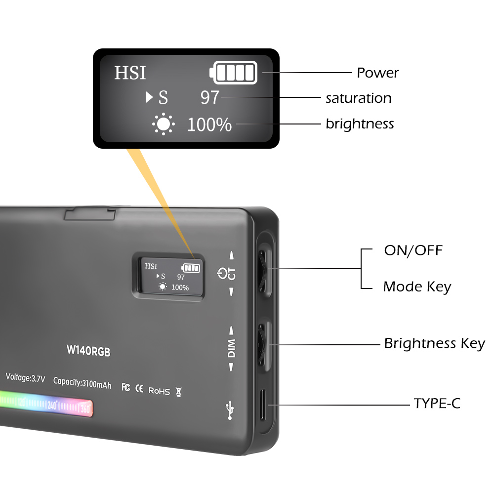 Luz de vídeo LED RGB SH W140 0 - Photography Lighting Board reseña y precio