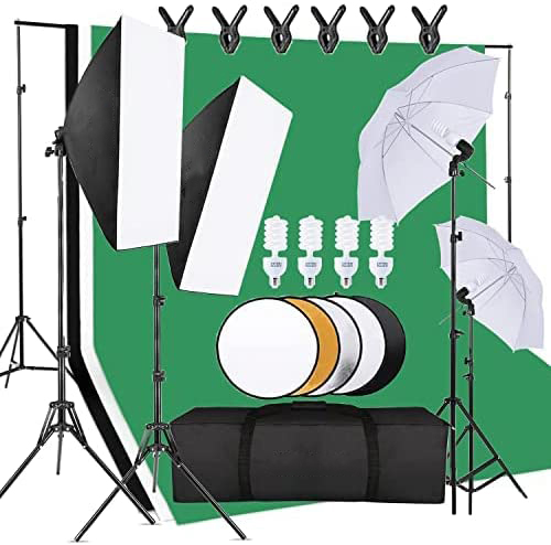El conjunto de equipo de estud - Photography Lighting Kit With Backdrop reseña y precio